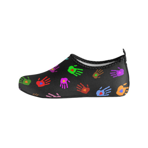 Multicolored HANDS with HEARTS love pattern Women's Slip-On Water Shoes (Model 056)