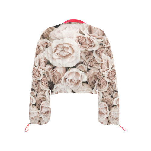 babypink flowers Cropped Chiffon Jacket for Women (Model H30)