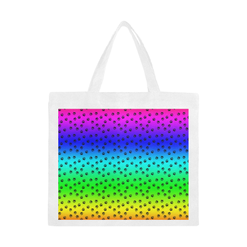 rainbow with black paws Canvas Tote Bag/Large (Model 1702)
