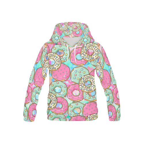 Doughnut (Donut) Pattern All Over Print Hoodie for Kid (USA Size) (Model H13)