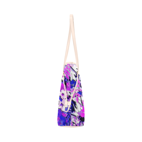 floral abstract in shades of blue and purple Clover Canvas Tote Bag (Model 1661)