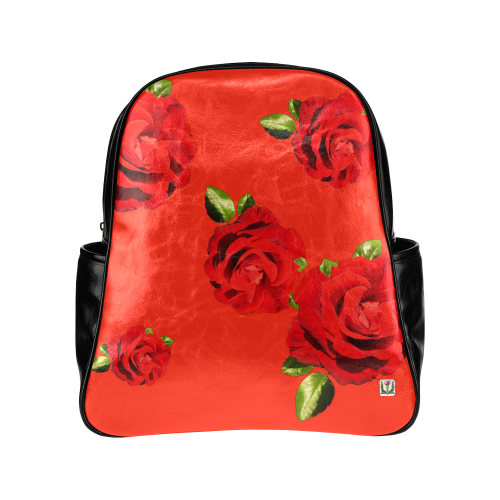 Fairlings Delight's Floral Luxury Collection- Red Rose Multi-Pockets Backpack 53086b1 Multi-Pockets Backpack (Model 1636)