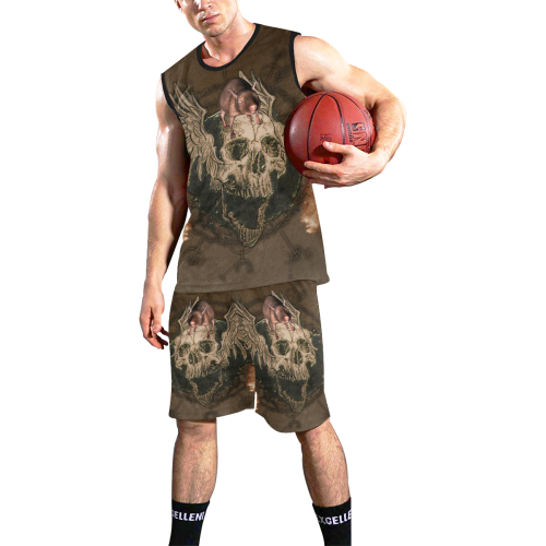 Awesome skull with rat All Over Print Basketball Uniform