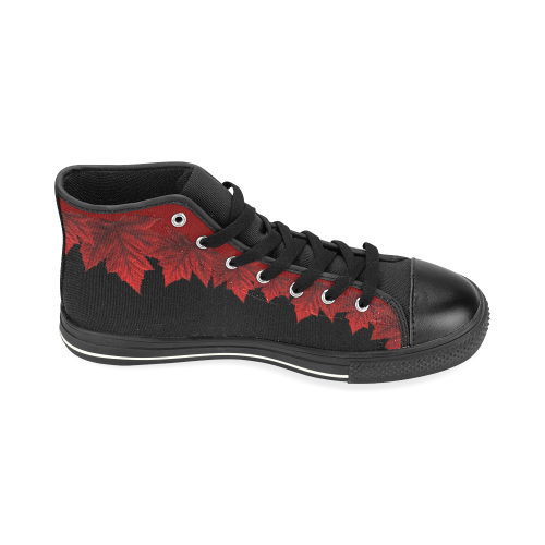 Canada Maple Leaf Sneakers Black High Tops High Top Canvas Shoes for Kid (Model 017)