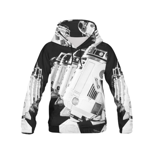 Women's Black Droid Line Hoodie All Over Print Hoodie for Women (USA Size) (Model H13)