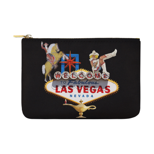 Las Vegas Welcome Sign on Black Carry-All Pouch 12.5''x8.5''
