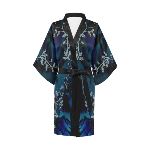 Floral design, blue colors Kimono Robe