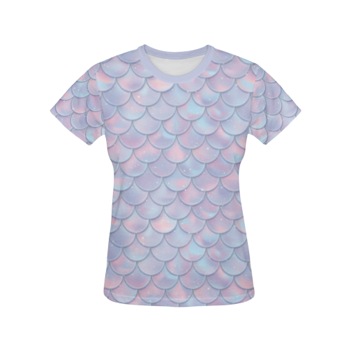 Mermaid Scales All Over Print T-shirt for Women/Large Size (USA Size) (Model T40)