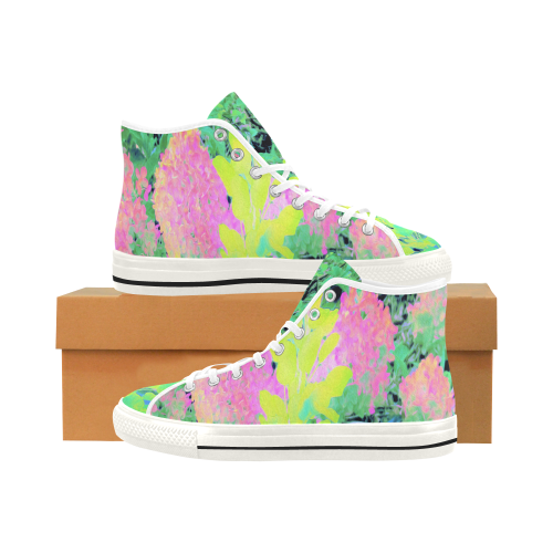 Fluorescent Yellow Smoke Tree with Pink Hydrangeas Vancouver H Men's Canvas Shoes (1013-1)