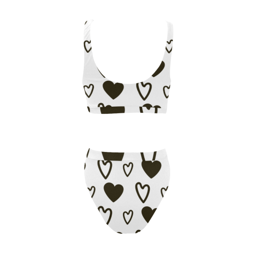 scandinavian hearts Sport Top & High-Waisted Bikini Swimsuit (Model S07)