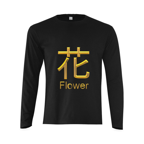 l-Golden Asian Symbol for Flower Sunny Men's T-shirt (long-sleeve) (Model T08)