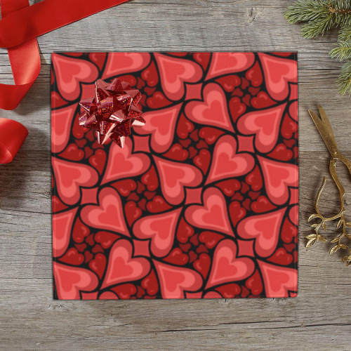 Red Hearts Love Pattern Gift Wrapping Paper 58"x 23" (1 Roll)