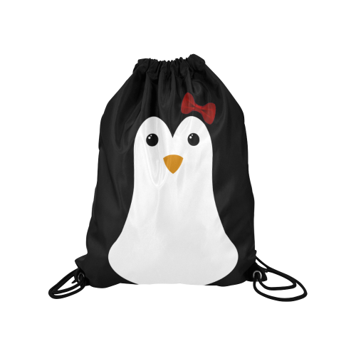 Penguin Kawaii Style Girl Medium Drawstring Bag Model 1604 (Twin Sides) 13.8"(W) * 18.1"(H)