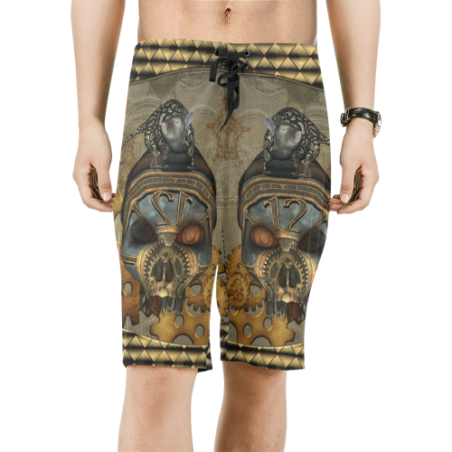 Awesome steampunk skull Men's All Over Print Board Shorts (Model L16)
