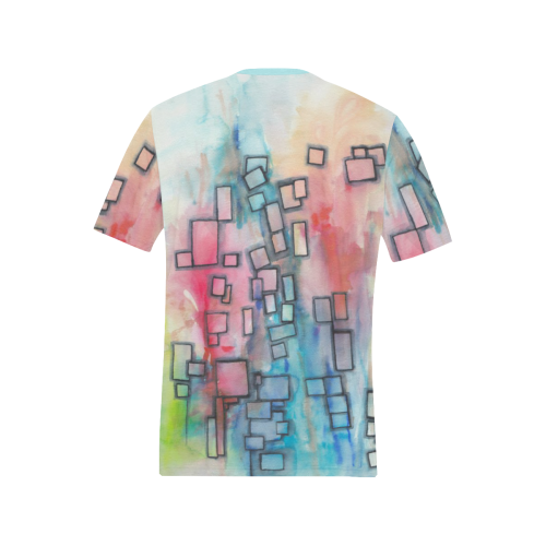 Colorful Falling Squares Men's All Over Print T-Shirt (Solid Color Neck) (Model T63)