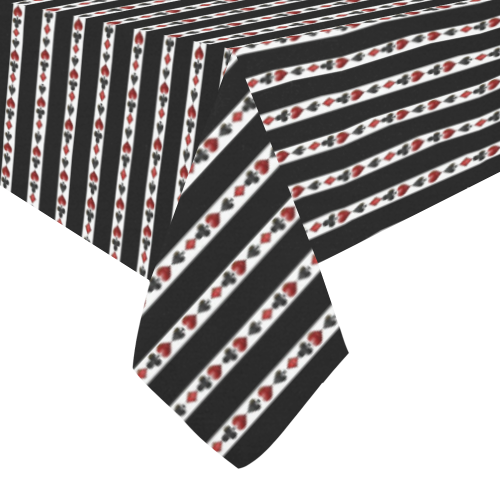 Las Vegas Playing Card Symbols Stripes Cotton Linen Tablecloth 60" x 90"
