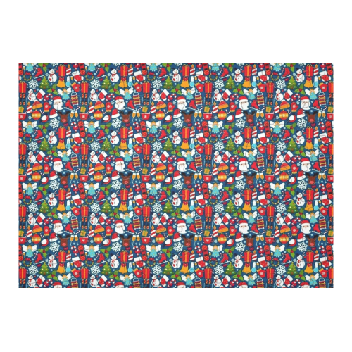 Santa Pattern by K.Merske Cotton Linen Tablecloth 60"x 84"