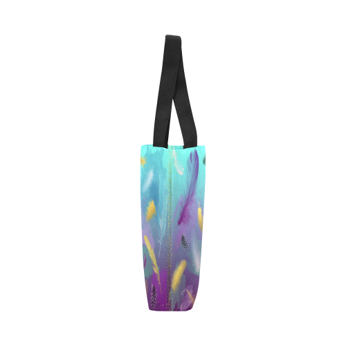 Dancing Feathers - Turquoise and Purple Canvas Tote Bag (Model 1657)