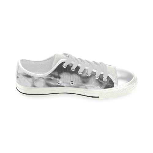 Marble Black and White Pattern Women's Classic Canvas Shoes (Model 018)
