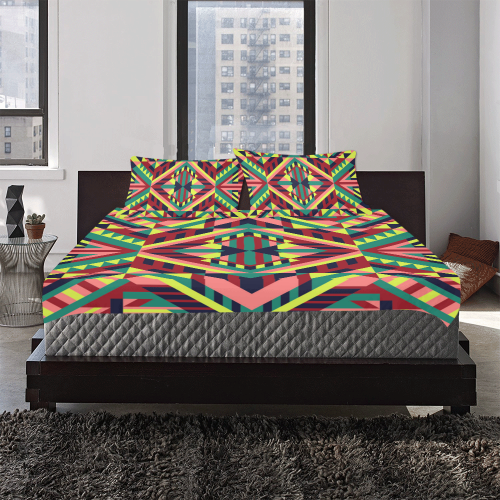 Modern Geometric Pattern 3-Piece Bedding Set