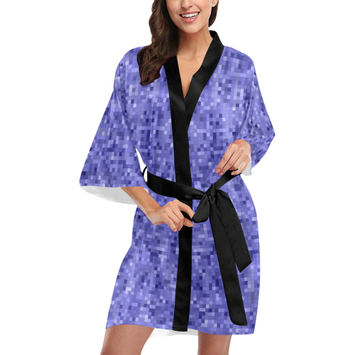 Blue and Purple Blocks Kimono Robe