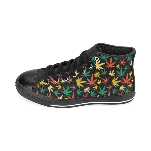 Cannabis Pattern Men’s Classic High Top Canvas Shoes /Large Size (Model 017)