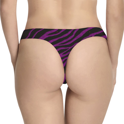 Ripped SpaceTime Stripes - Purple Women's All Over Print Thongs (Model L30)