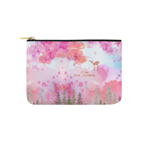 Little Deer in the Magic Pink Forest Carry-All Pouch 9.5''x6''