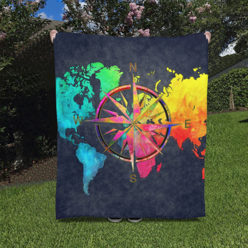 world map wind rose #map #worldmap Quilt 50"x60"