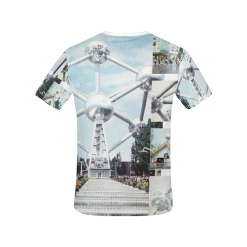 Vintage Brussels Atomium Collage All Over Print T-shirt for Women/Large Size (USA Size) (Model T40)