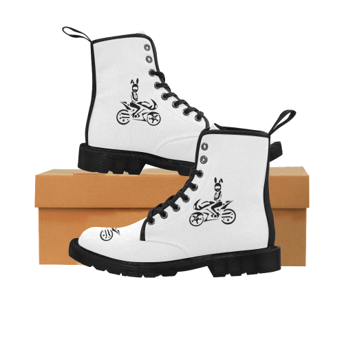 Bunny Biker White Martin Boots for Women (Black) (Model 1203H)
