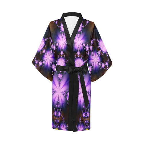 Red and Lavender Floral Fractal Kimono Robe