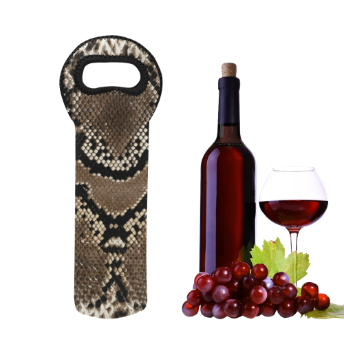 Snakeskin Pattern Dark Brown Neoprene Wine Bag