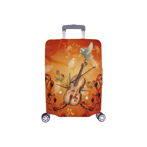 Music, violin with dove Luggage Cover/Small 18"-21"