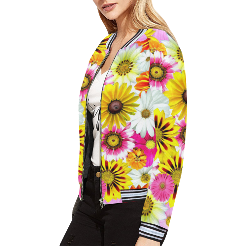 Spring Time Flowers 1 All Over Print Bomber Jacket for Women (Model H21)