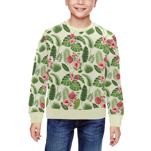 Tropical All Over Print Crewneck Sweatshirt for Kids (Model H29)