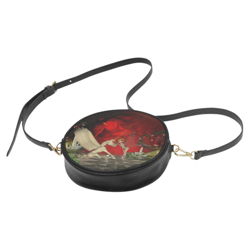 Cute little fairy and pegasus Round Sling Bag (Model 1647)