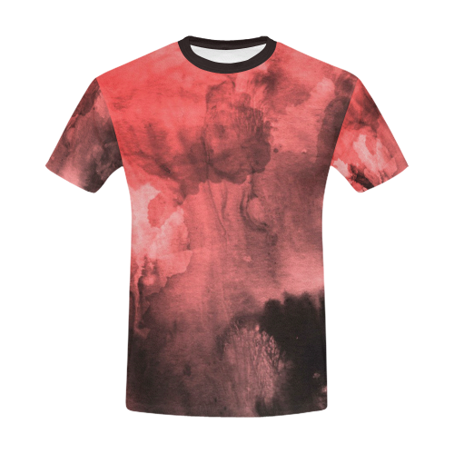 Red and Black Watercolour All Over Print T-Shirt for Men/Large Size (USA Size) Model T40)