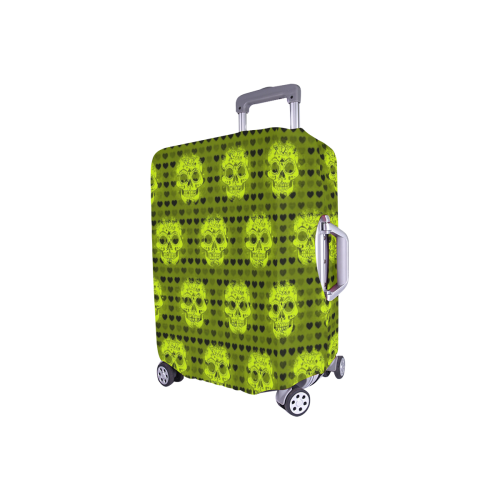 skulls and hearts,yellow by JamColors Luggage Cover/Small 18"-21"