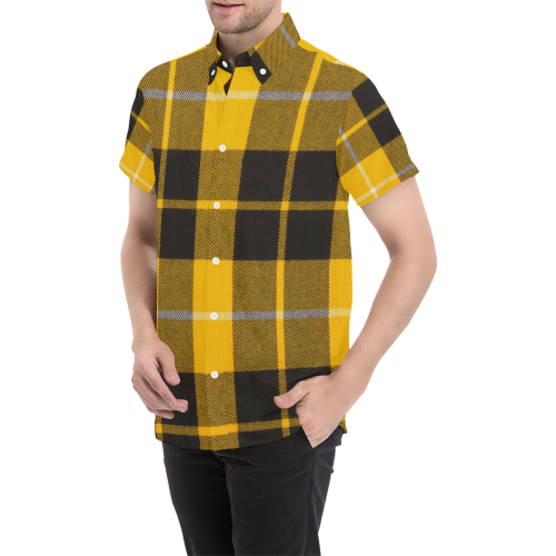 BARCLAY DRESS LIGHT MODERN TARTAN Men's All Over Print Short Sleeve Shirt/Large Size (Model T53)