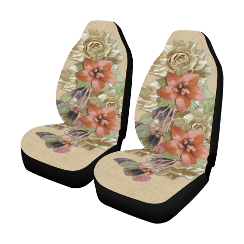 Leather flowers on suede Car Seat Covers (Set of 2)