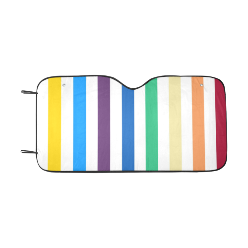 Rainbow Stripes with White Car Sun Shade 55"x30"