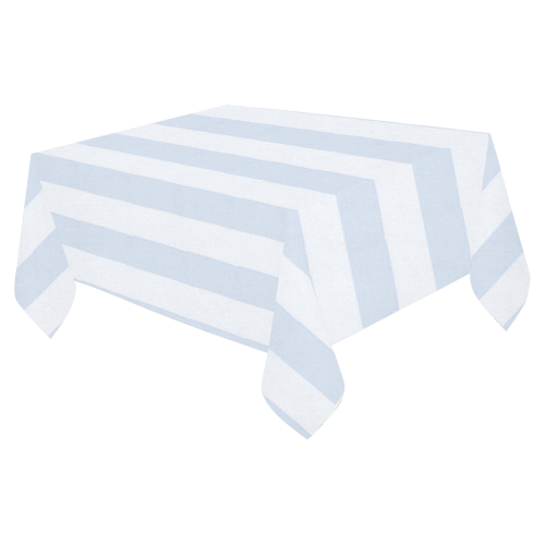 Blue Haze Estate Stripe Stylish Cotton Linen Tablecloth 52"x 70"