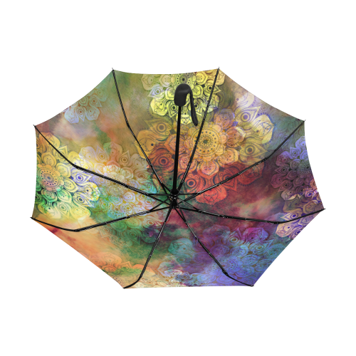 WATERCOLOR MANDALA dark grunge style pattern Anti-UV Auto-Foldable Umbrella (Underside Printing) (U06)