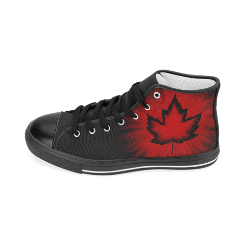 Black Canada Souvenir Sneaker Shoes Women's Classic High Top Canvas Shoes (Model 017)