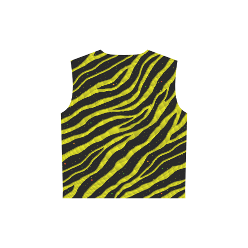 Ripped SpaceTime Stripes - Yellow All Over Print Sleeveless Hoodie for Women (Model H15)