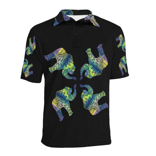 Patchwork Elephant Spiral Men's Polo Men's All Over Print Polo Shirt (Model T55)