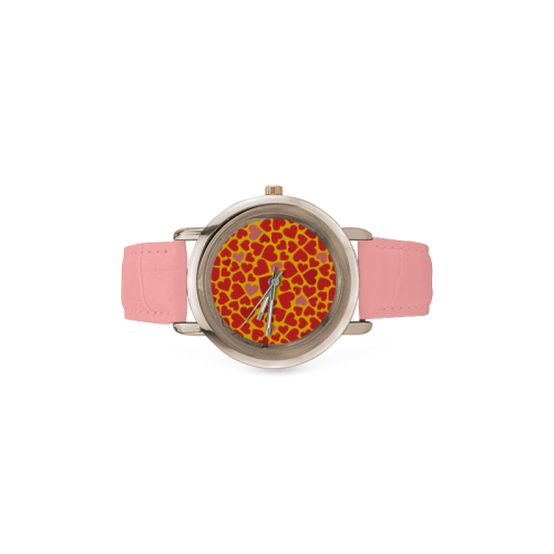 Love pattern YELLOW Women's Rose Gold Leather Strap Watch(Model 201)