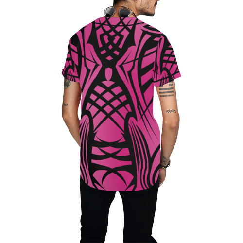 Pink Tribal Baseball Jersey All Over Print Baseball Jersey for Men (Model T50)