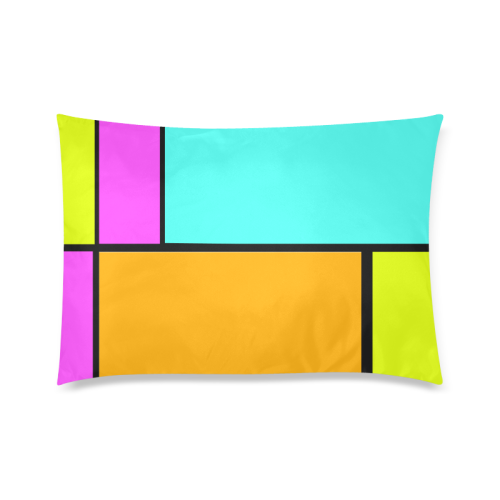 Block Retro Tangerine Turquoise Yellow Pink Custom Zippered Pillow Case 20"x30"(Twin Sides)